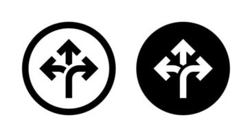 Drieweg richting pijl, tweesprong icoon vector geïsoleerd Aan cirkel achtergrond