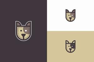 hond hoofd logo illustratie met zak- vorm vector