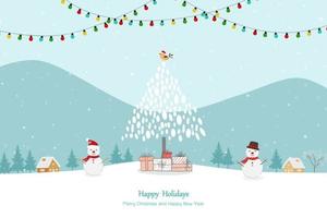 vrolijk Kerstmis en gelukkig nieuw jaar groet kaart Aan winter achtergrond voor gelukkig vakantie,decoratief of vieren partij vector