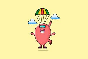 mascotte tekenfilm maag is Parachutespringen met parachute vector