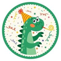 verjaardag kaart met dinosaurus karakter vector