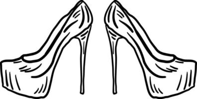 vrouw schoenen tekening, illustratie, vector Aan wit achtergrond.