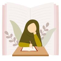 illustratie van een moslim vrouw auteur vector
