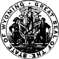 zegel van de staat van Wyoming, 1913, wijnoogst illustratie vector