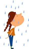 meisje in de regenen, illustratie, vector Aan wit achtergrond