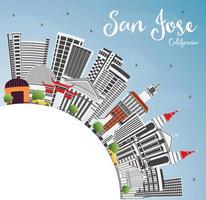 san Jose Californië horizon met grijs gebouwen, blauw lucht en kopiëren ruimte. vector