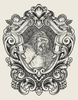 illustratie vintage gorilla met gravure stijl vector