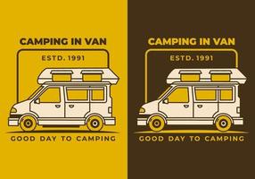 wijnoogst kunst illustratie van een camper busje auto vector