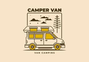 wijnoogst kunst illustratie van een camper busje auto vector