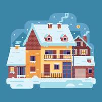 winter land huis met schoorsteen vector