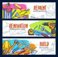 vector werk gereedschap huis reparatie schetsen banners