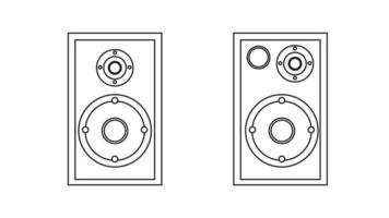 groot audio muziek- luidsprekers met luidsprekers voor spelen retro muziek- van de jaren 70, jaren 80, jaren 90. zwart en wit icoon. vector illustratie.