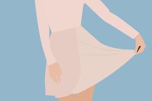 meisje in roze rok, illustratie, vector Aan wit achtergrond.