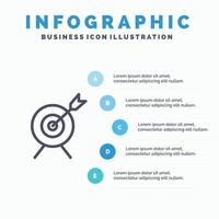 doelwit doel doel lijn icoon met 5 stappen presentatie infographics achtergrond vector