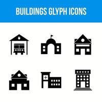 gebouw en oriëntatiepunten glyph-pictogrammen vector