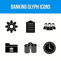 6 bancaire glyph pictogramserie vector