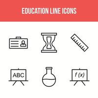 zes onderwijs en scholing lijn icon set vector