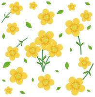 naadloze patroon met schattige gele bloemen en blad vector