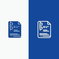 het dossier document school- onderwijs lijn en glyph solide icoon blauw banier lijn en glyph solide icoon blauw vector