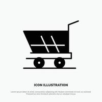 kar trolley boodschappen doen kopen solide glyph icoon vector