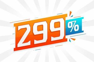 299 korting afzet banier Promotie. 299 procent verkoop promotionele ontwerp. vector