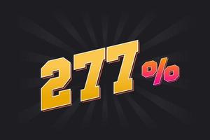 277 korting banier met donker achtergrond en geel tekst. 277 procent verkoop promotionele ontwerp. vector