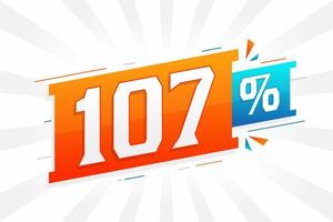 107 korting afzet banier Promotie. 107 procent verkoop promotionele ontwerp. vector