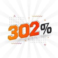 302 korting afzet banier Promotie. 302 procent verkoop promotionele ontwerp. vector