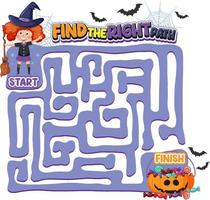 doolhof spel sjabloon in halloween thema voor kinderen vector