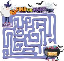 doolhof spel sjabloon in halloween thema voor kinderen vector