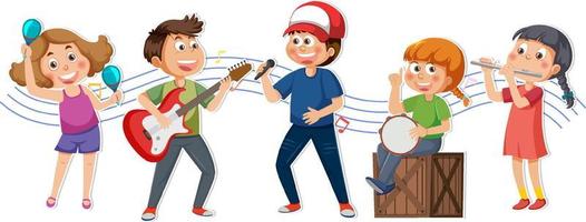 kinderen spelen musical instrument vector