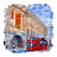 architectuur londen verenigd koninkrijk aquarel schets hand getekende illustratie vector