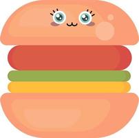 schattig hamburger, illustratie, vector Aan wit achtergrond.