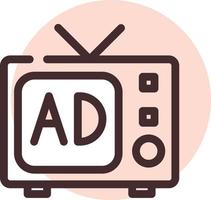 televisie advertentie, illustratie, vector Aan een wit achtergrond.