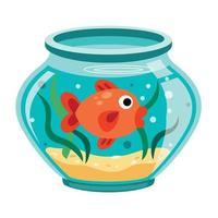 tekenfilm vis in een aquarium vector