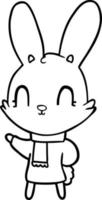 tekenfilm lijn kunst gelukkig konijn vector