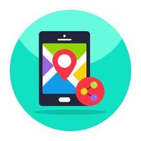 kaart wijzer binnen smartphone, icoon van delen mobiel plaats vector