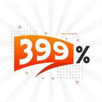 399 korting afzet banier Promotie. 399 procent verkoop promotionele ontwerp. vector