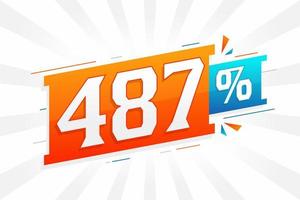 487 korting afzet banier Promotie. 487 procent verkoop promotionele ontwerp. vector