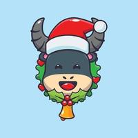 schattig buffel in Kerstmis dag. schattig Kerstmis tekenfilm illustratie. vector