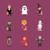 kinderen in eng halloween kostuums vector