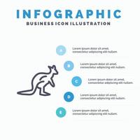 dier Australië Australisch inheems kangoeroe reizen lijn icoon met 5 stappen presentatie infograph vector