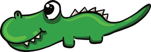 groen krokodil, illustratie, vector Aan een wit achtergrond.