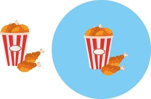 gebakken kip ,illustratie, vector Aan wit achtergrond.