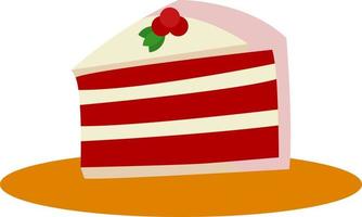 rood taart, illustratie, vector Aan wit achtergrond.