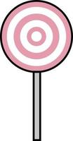 ronde roze lolly, illustratie, vector Aan wit achtergrond.