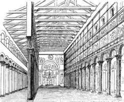 basiliek van san paolo, Italiaans gebouwen en monumenten, wijnoogst gravure. vector