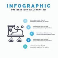 schoenen Wifi onderhoud technologie lijn icoon met 5 stappen presentatie infographics achtergrond vector