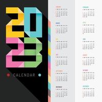 2023 origami kalender kleurrijk gelukkig nieuw jaar vector ontwerp.