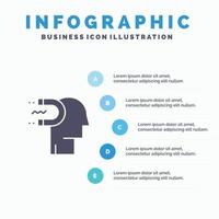 macht invloed verloving menselijk invloed lood solide icoon infographics 5 stappen presentatie backgro vector